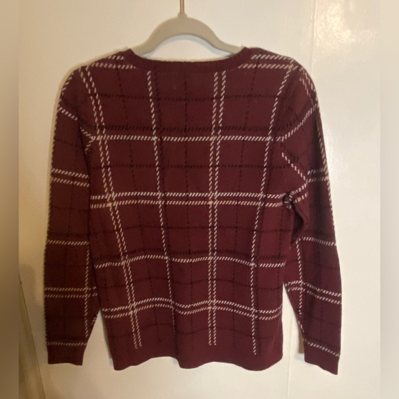 Croft & Barrow Women’s Sweater Window Pane Dark Red Burgundy Size Medium - Picture 2 of 6